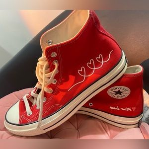 Converse Chuck 70 Hi Love Thread Sneakers in Red | WW12-MW10